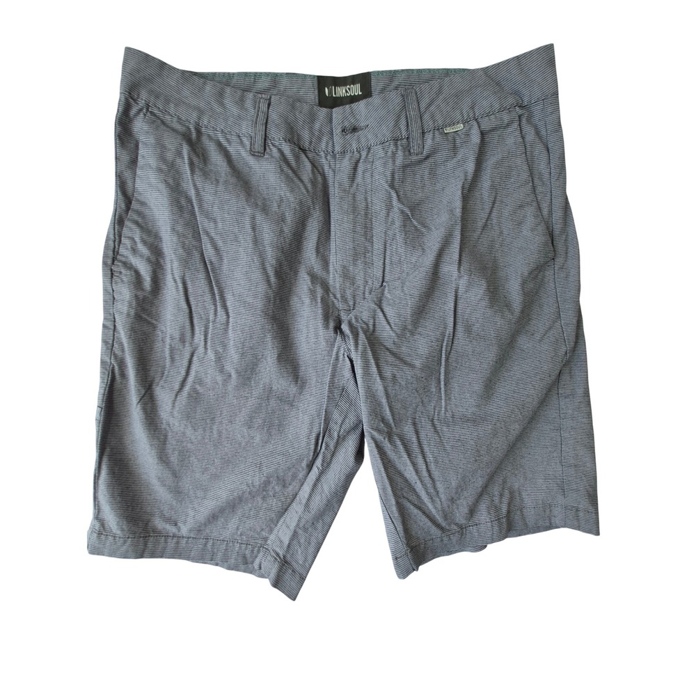Linksoul Men's 32 Gray Striped Golf Shorts Cotton Stretch Flat Front